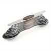 Stainless steel double-headed measuring spoon set with magnetic storage featuring nine spoons.