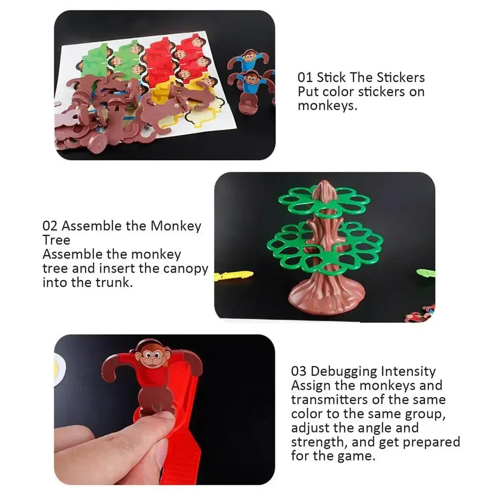 Tres pasos para ensamblar y depurar un juego de mesa de mono trepando un árbol