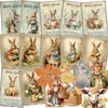 A collection of vintage-style Easter greeting cards featuring rabbits and floral designs.