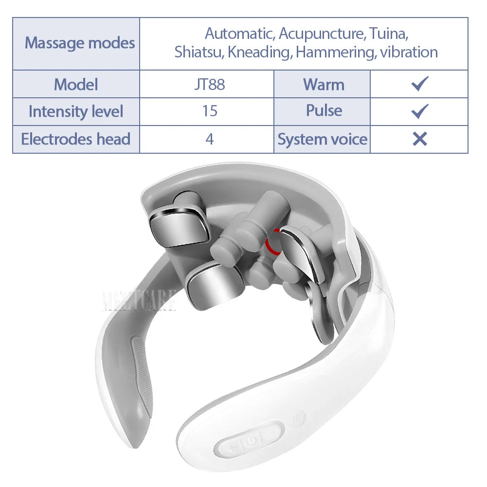 A white TENS Pulse neck and shoulder massager device shown from above.