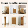 A single horizontal sisal mat is shown in various contexts including on a sofa, door, bed, table, metope, and cabinet.
