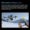A hand holds a smartphone displaying a map, with a small drone flying in the background.