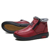 Maroonfarbener wasserdichter Winter-Chelsea-Stiefel für Damen mit flauschigem Innenfutter und profilierter Sohle.
