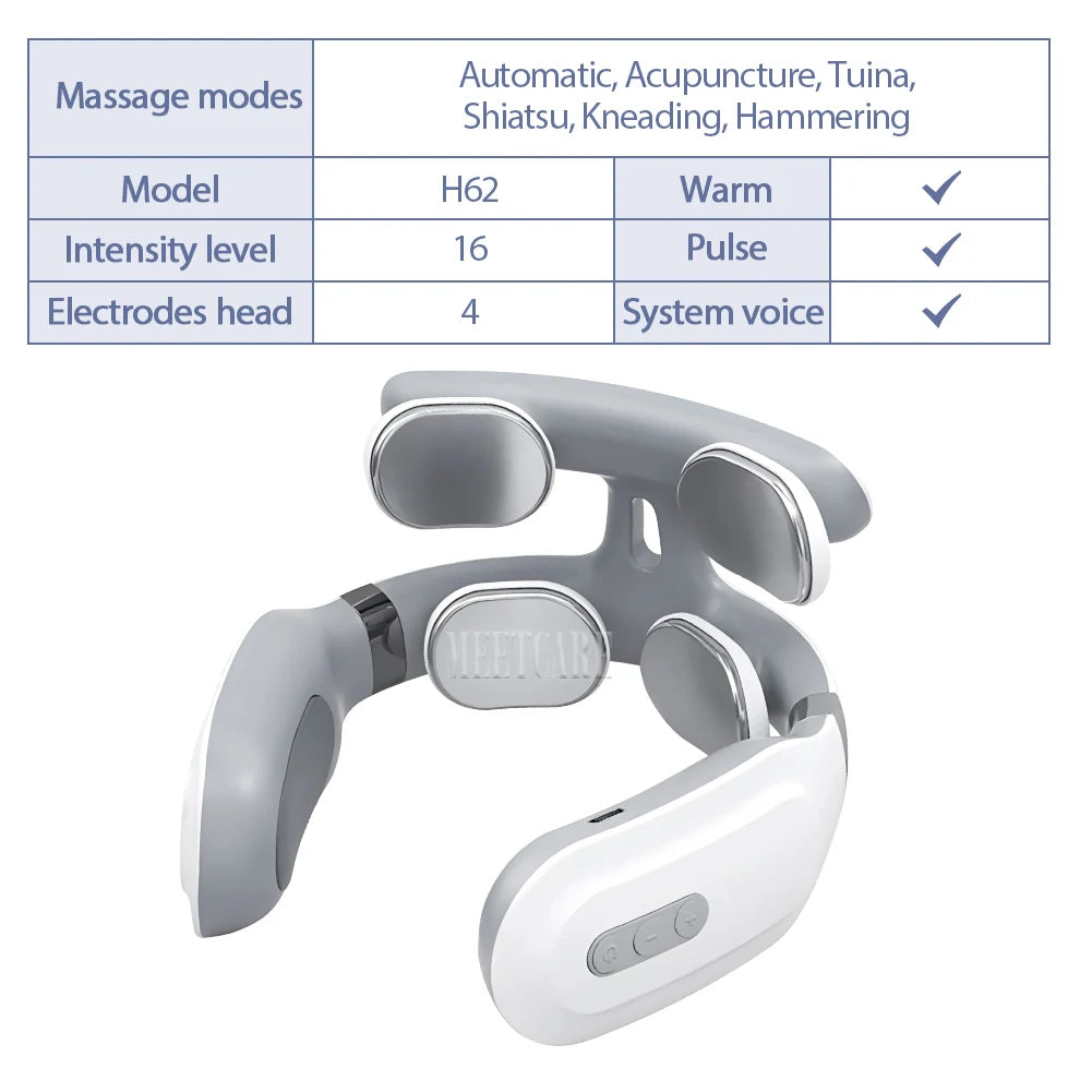 A white TENS Pulse neck and shoulder massager device shown from above.