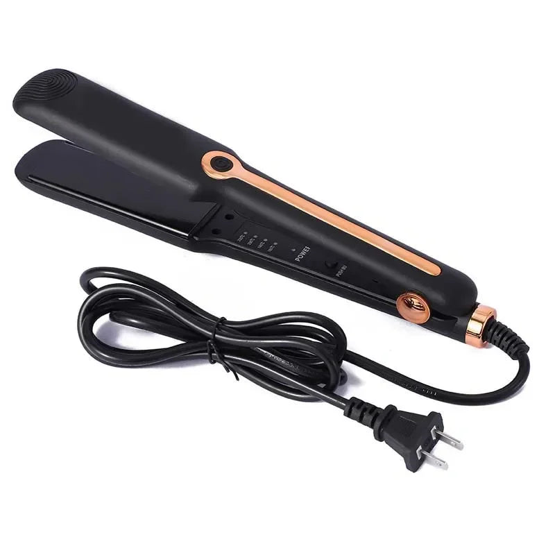 Plancha de cerámica negra y rizador con cable