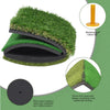 A portable golf hitting mat featuring three grass heights and a matching golf rubber tee.