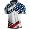 Herre vintage amerikansk flagg-poloskjorte med patriotisk stjerner- og stripemønster.