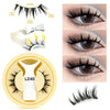 A set of magnetic false eyelashes and a precision tweezer tool for applying them to the eye.