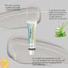 A tube of Hoegoa Silver Dye permanent hair color cream shown next to a swatch of gray hair.