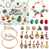 A collection of charm bracelets and a Christmas countdown calendar featuring festive designs.