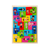 A wooden animal transport puzzle set featuring various animals and people in colorful puzzle pieces.