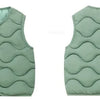 A light sage green quilted vest for children.
