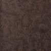Dark brown vintage floral textured faux leather fabric with intricate embossing