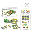 A box of Mag-Paradise magnetic tiles rail road set featuring an electric sliding car and various track pieces.