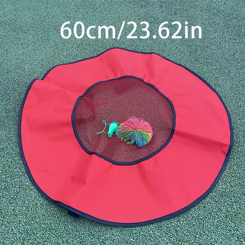 Rødt sprettenettbrett for et samarbeidende kaste-og-fange-ballselskap for barn, 60 cm.