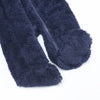 A dark navy blue baby fleece hooded romper with a zipper detail.
