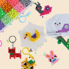 A collection of colorful water beads, including a grid pack and various shaped beads and accessories.