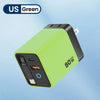 A lime green wall charger with a black casing and a retractable USB-C cable, labeled 80W.