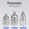 Trois vannes automatiques de régulation de niveau d'eau en acier inoxydable avec dimensions et étiquettes de style.