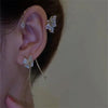 Gold zircon butterfly ear cuff with a delicate gold tassel clip-on earring for women