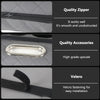 Close-up views of a car center console organizer showing a quality zipper, high-grade accessories, and Velcro fastening for e