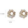 Pendientes de crisol en forma de flor, grandes y brillantes, con diseño multicolor.