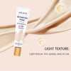 EELHOE BB Tinted Care Primer SPF 30 solkrem med prøve på beige bakgrunn.