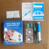 A box and clear plastic kit for auto skin tag remover, containing a needle, gel, and removal tools.