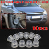 A set of ten clear plastic gear shift cable bushings for an Opel Astra vehicle.